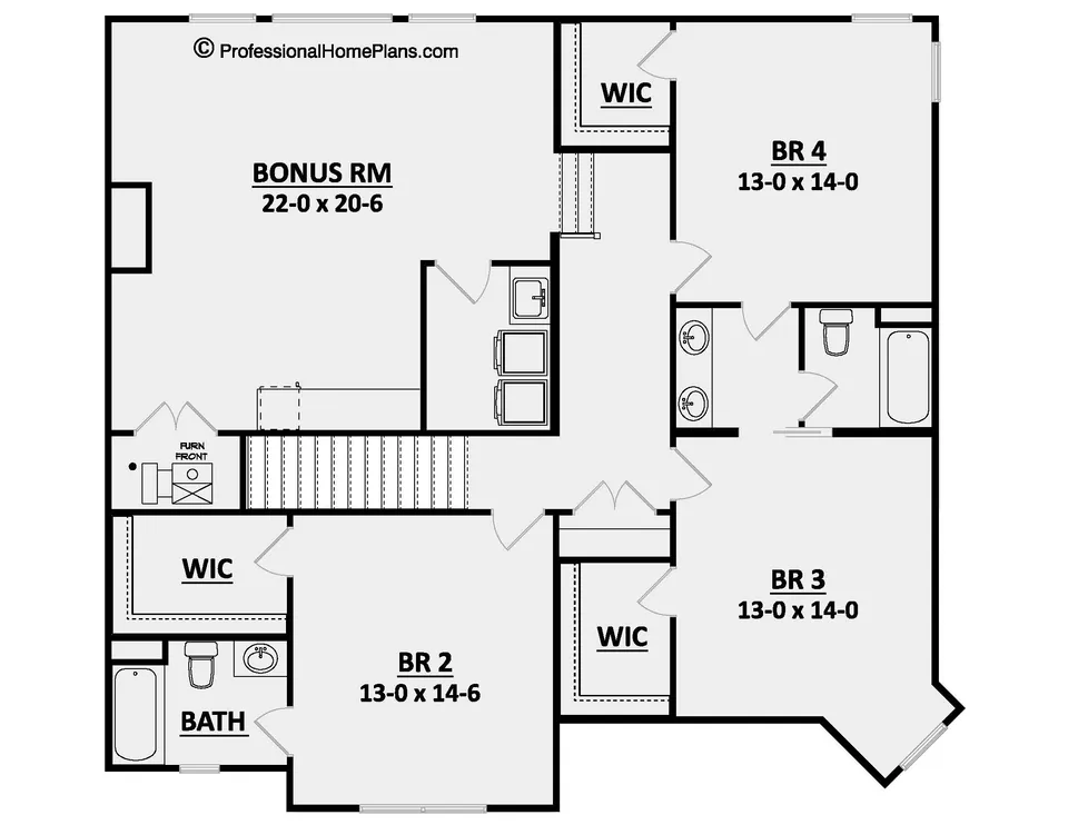 The Mill Creek second level floor plan
